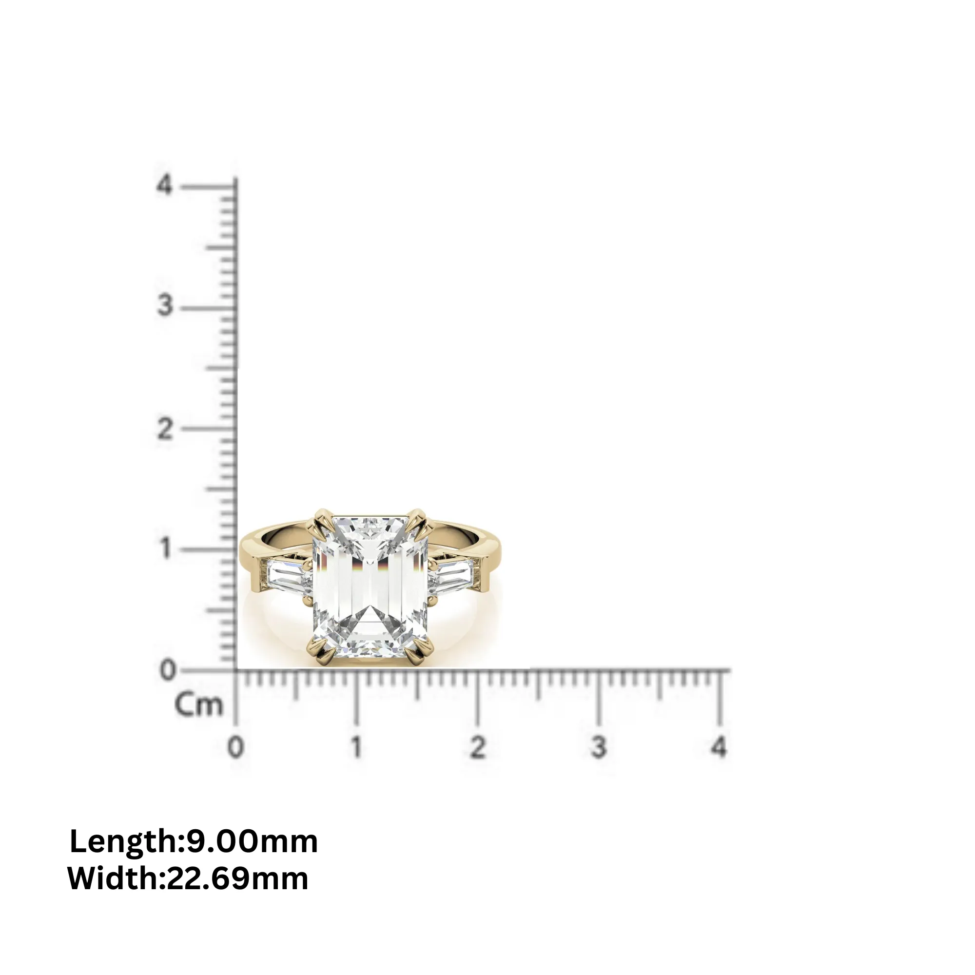 Adjustable Engagement Sterling Silver Rose Gold Three-Stone Emerald-Cut with Baguette Ring For Woman