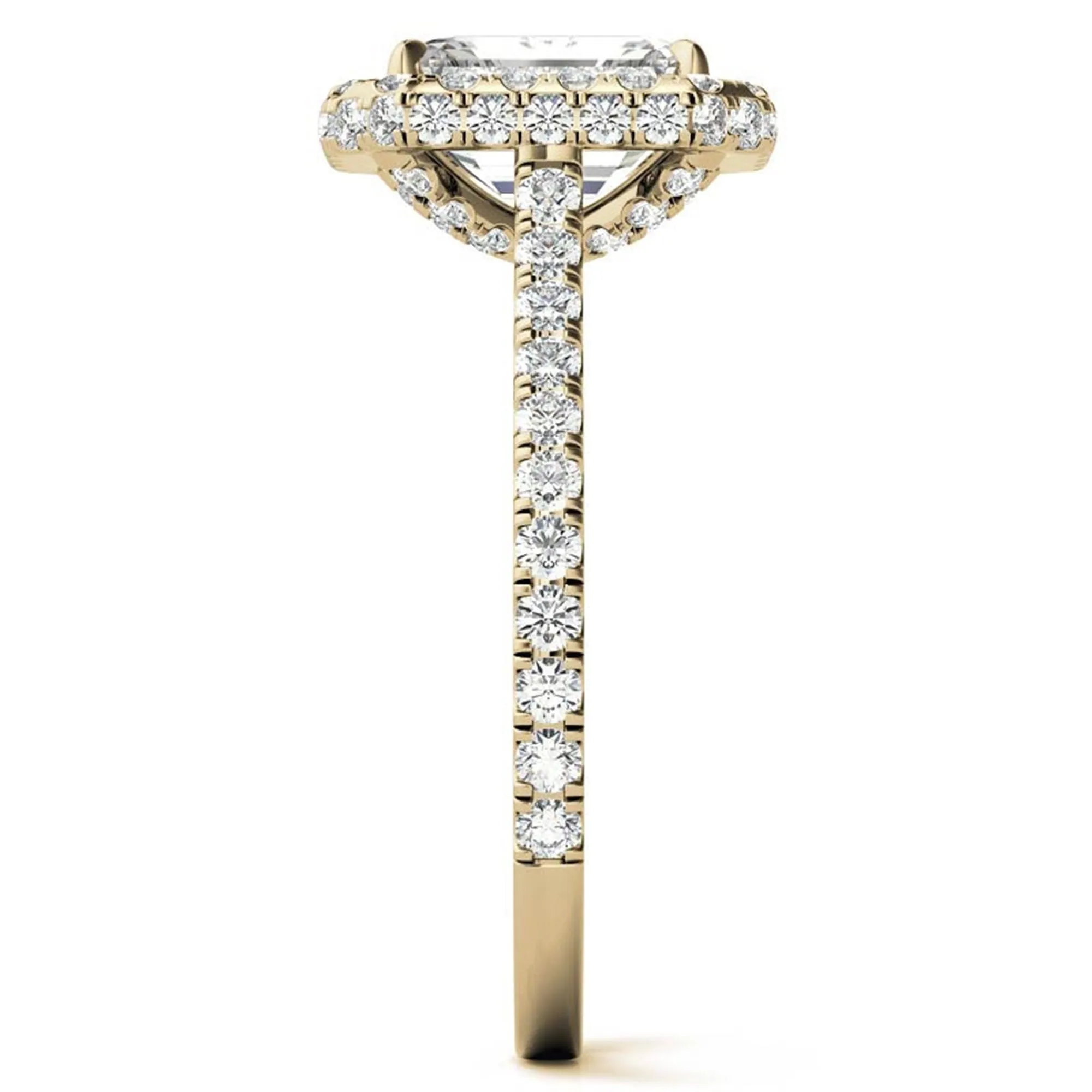 Adjustable  Sterling Silver Engagement Yellow Gold Emerald-Cut Ring For Woman