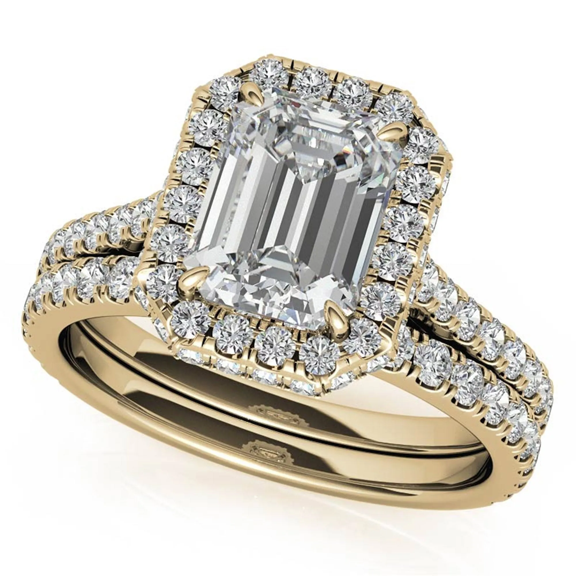 Adjustable  Sterling Silver Engagement Yellow Gold Emerald-Cut Ring For Woman