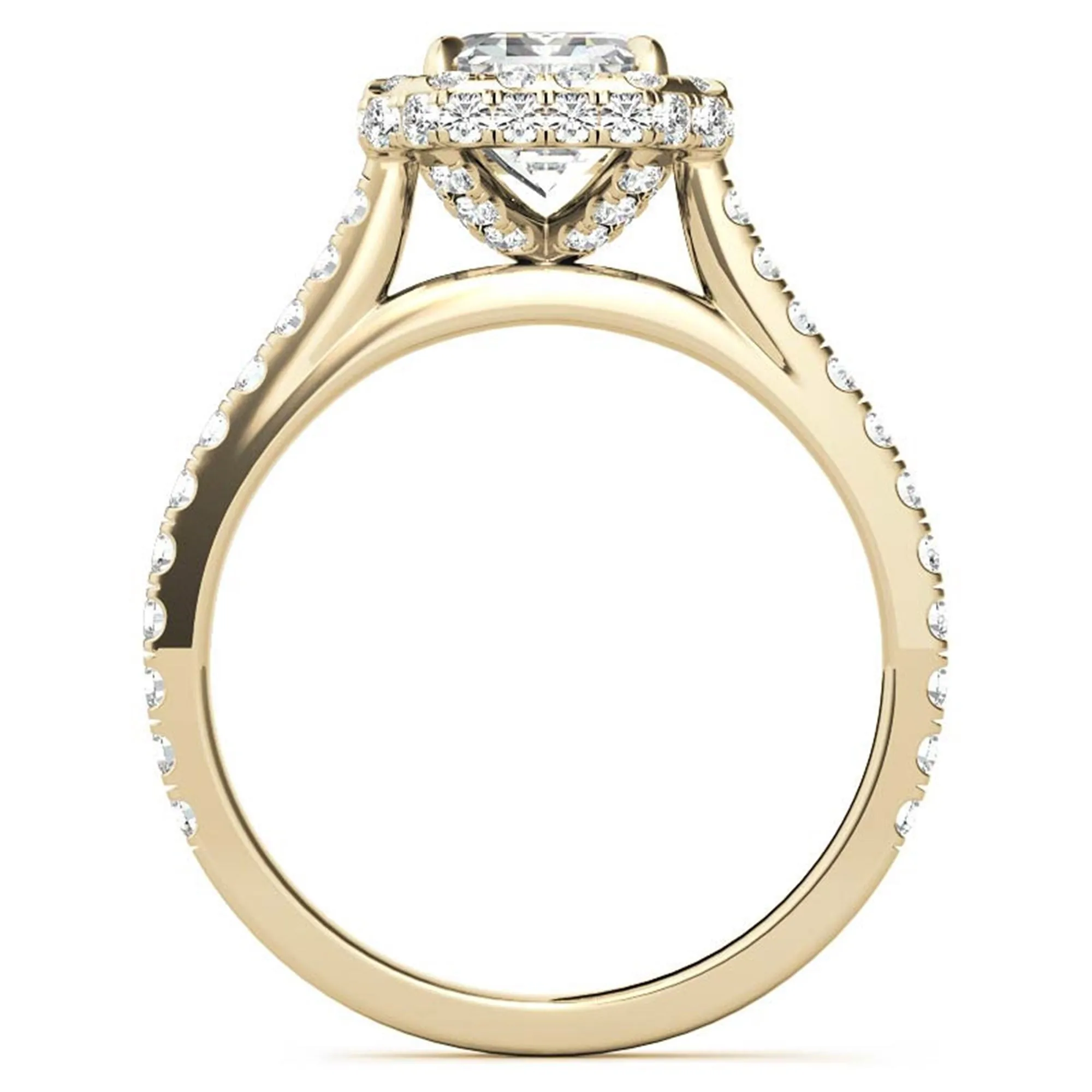 Adjustable  Sterling Silver Engagement Yellow Gold Emerald-Cut Ring For Woman