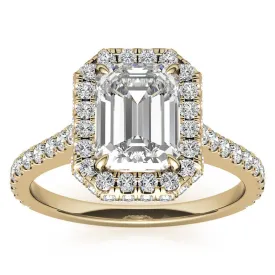 Adjustable  Sterling Silver Engagement Yellow Gold Emerald-Cut Ring For Woman