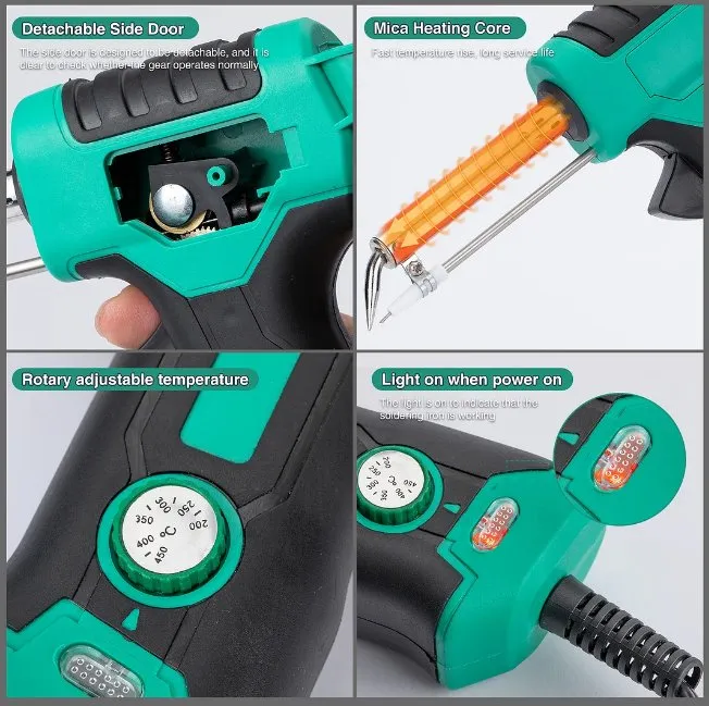 Adjustable Temperature Soldering Iron Kit - One-Hand Operation Automatic Soldering Gun For Electrical Maintenance, Soldering Wires, Circuit Board Repair, DIY