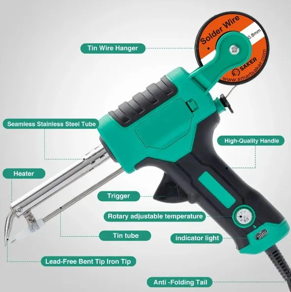 Adjustable Temperature Soldering Iron Kit - One-Hand Operation Automatic Soldering Gun For Electrical Maintenance, Soldering Wires, Circuit Board Repair, DIY