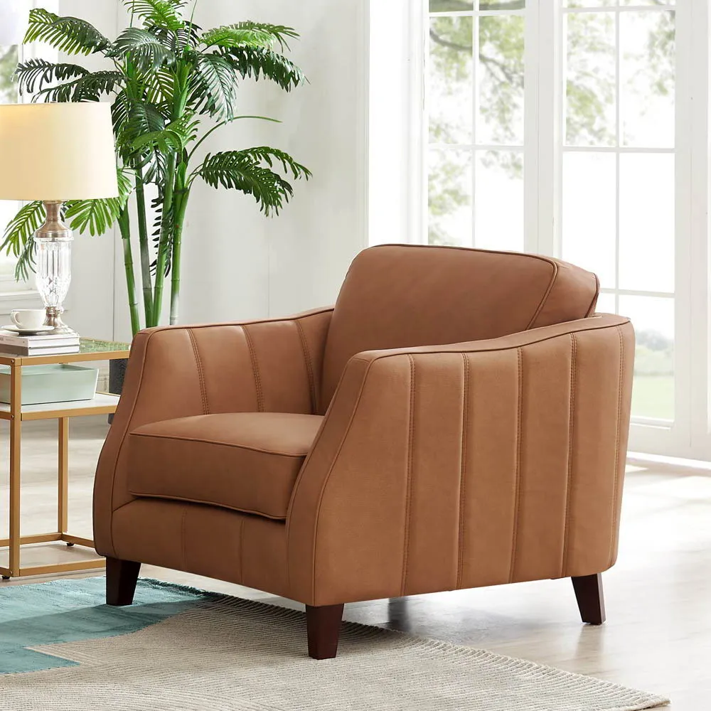 Aria-Top Grain Leather Chair - Brown by Couch.com
