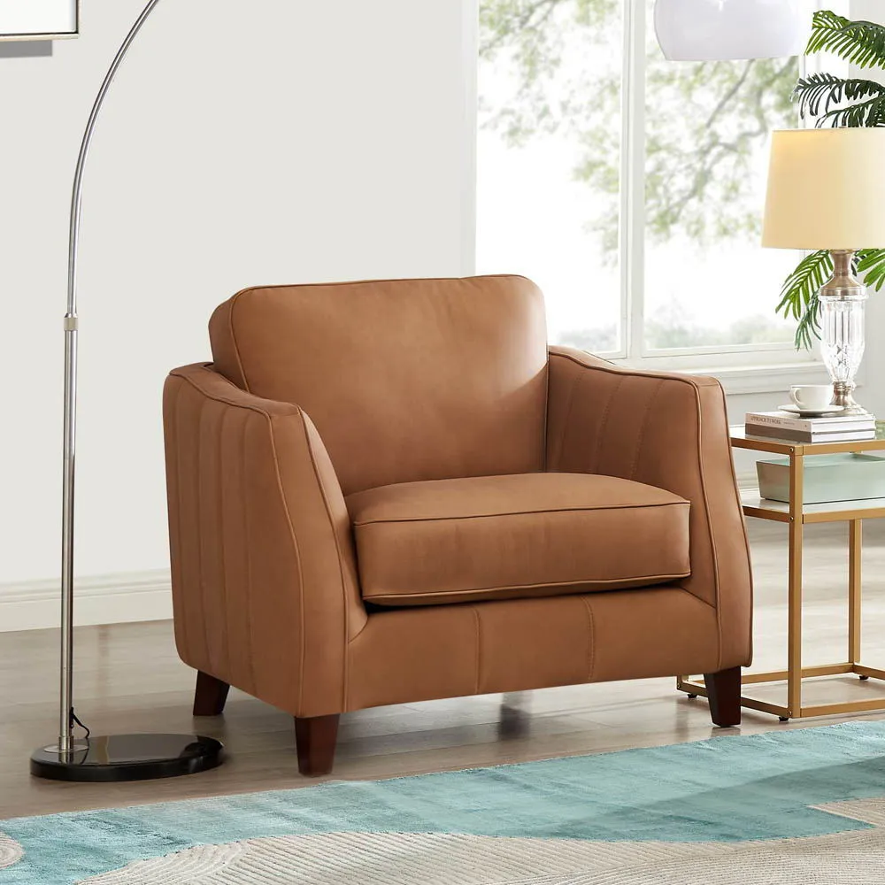 Aria-Top Grain Leather Chair - Brown by Couch.com