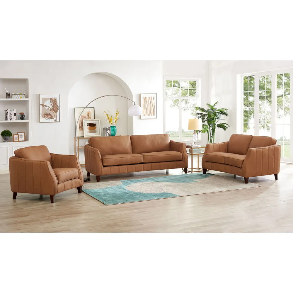 Aria-Top Grain Leather Loveseat - Brown by Couch.com