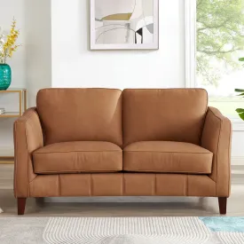 Aria-Top Grain Leather Loveseat - Brown by Couch.com