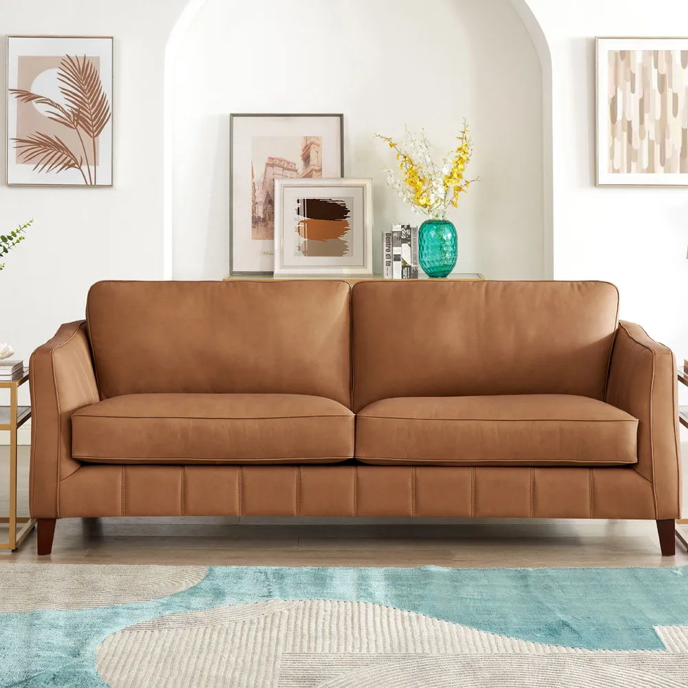 Aria-Top Grain Leather Sofa Couch - Brown by Couch.com