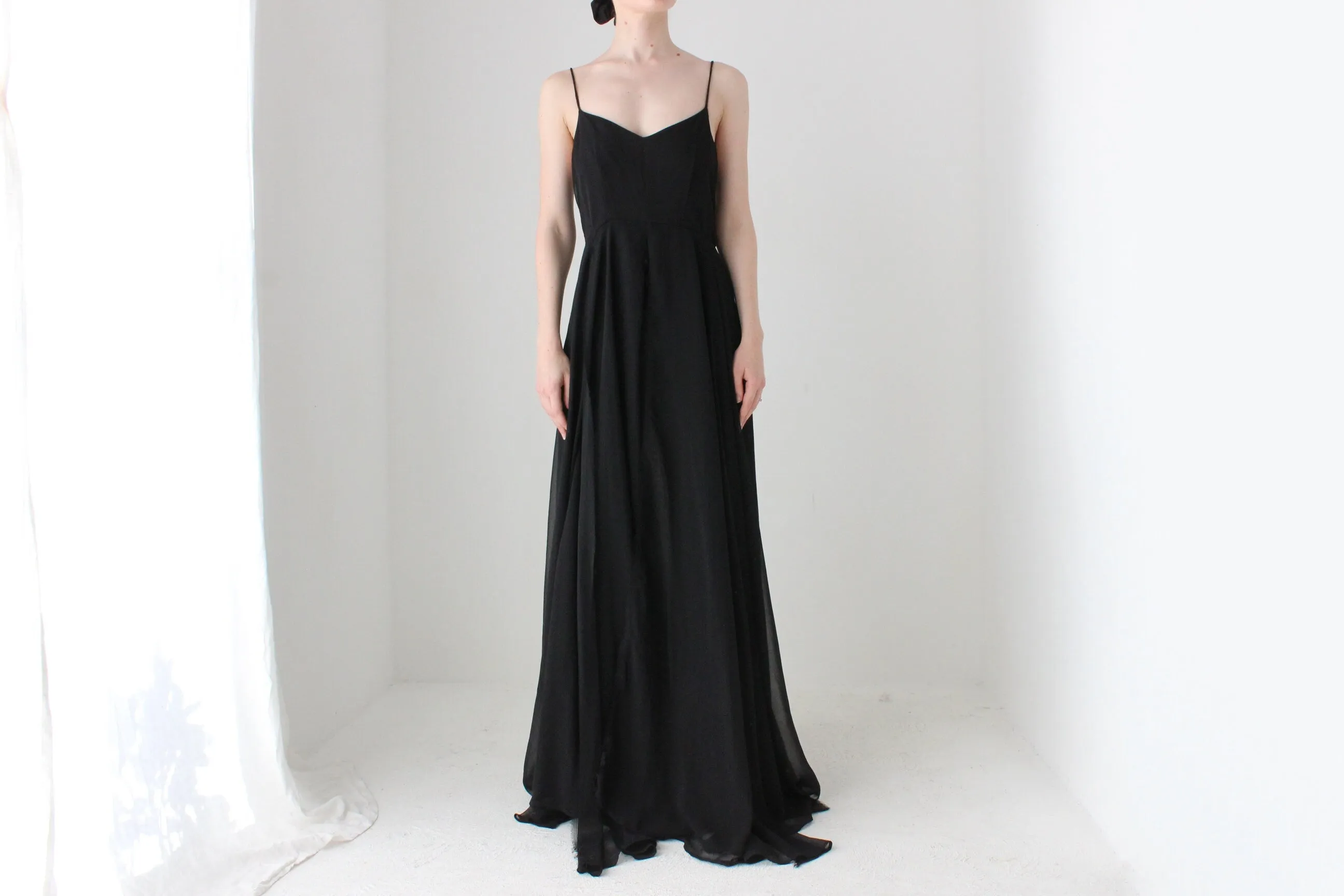 BALLETCORE Y2K Designer 'Religion' Dramatic Layered Crepe Chiffon Formal Gown