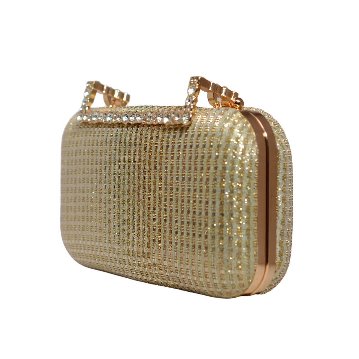 Beige Shimmery Fabric Clutch