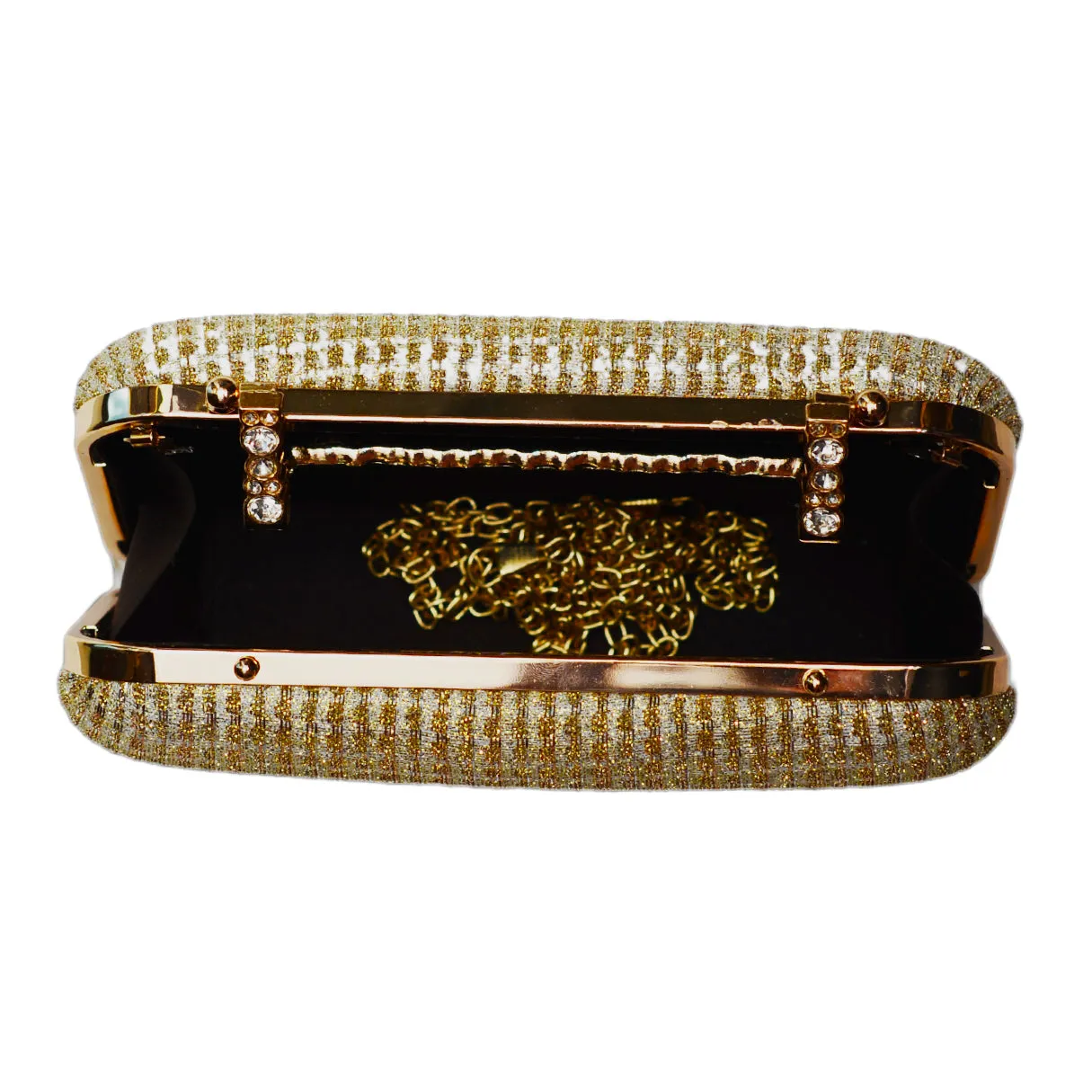 Beige Shimmery Fabric Clutch