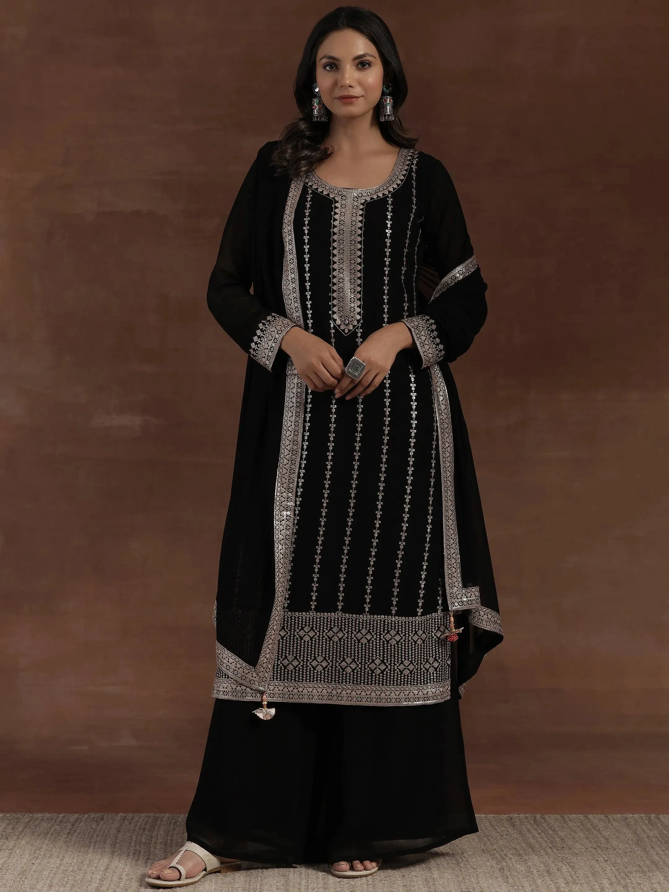 Black Embroidered Georgette Pakistani Suit