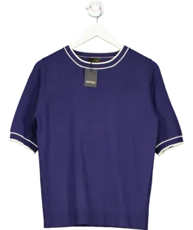 Blue Anthology Contrast Trim Short Sleeve Jumper UK 12