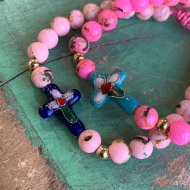 Bubblegum Cross Bracelet