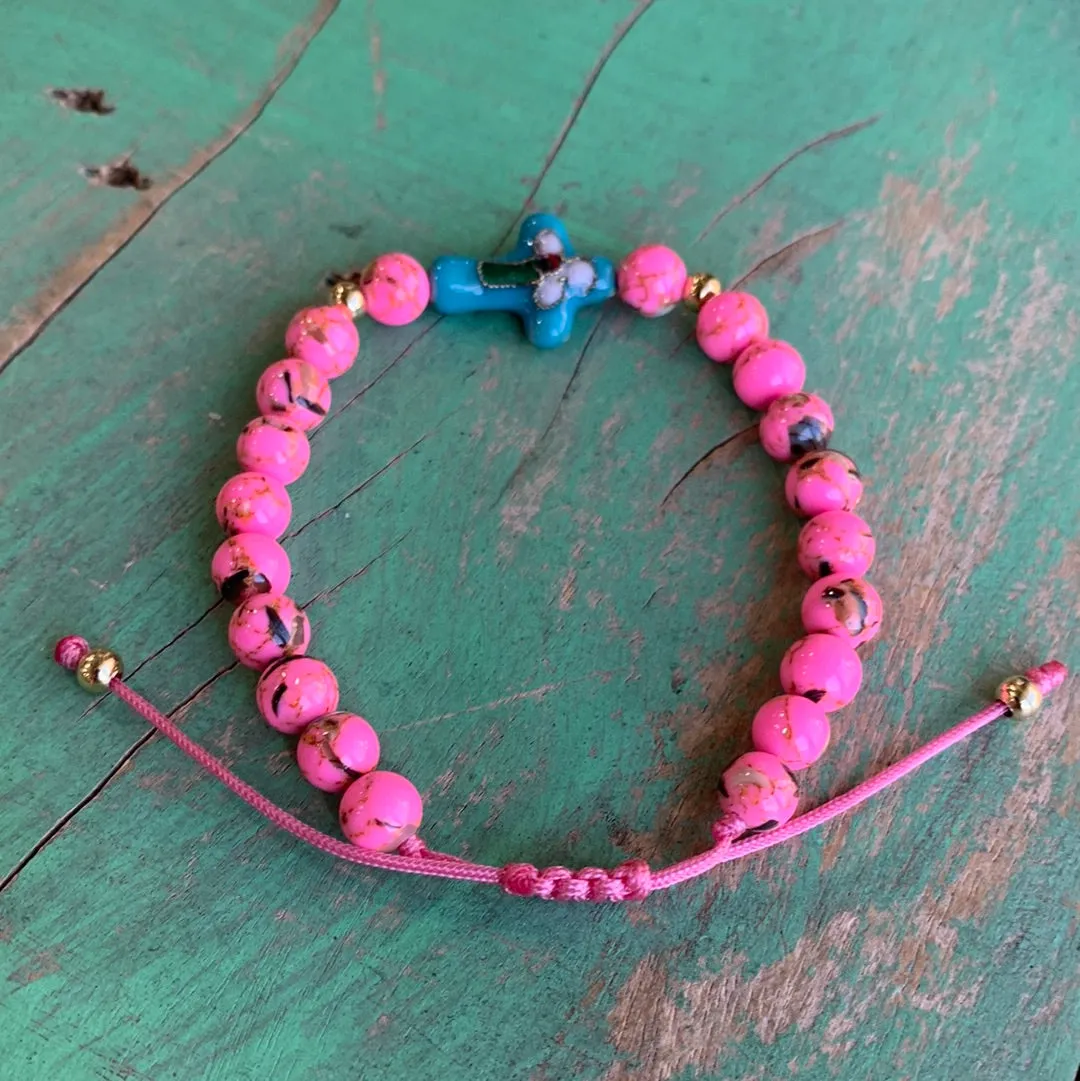 Bubblegum Cross Bracelet