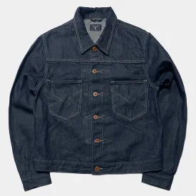 BZEN M.3139RR JOEL-HASH REGULAR FIT 2 POCKET BUCKLE BACK PLEATED FRONT COTTON HEMP DENIM JACKET-11.5OZ-HRH INDIGO