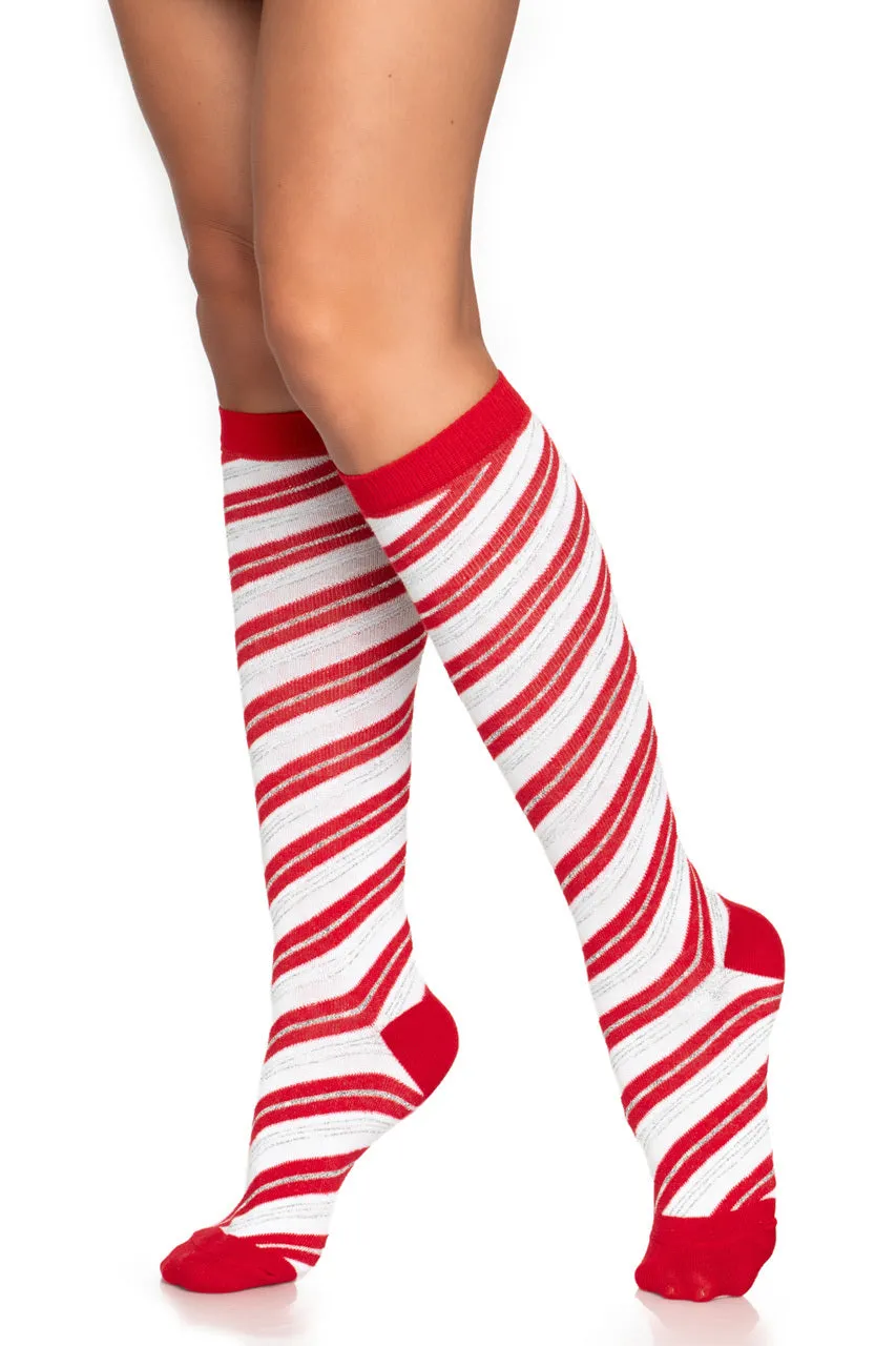 Candy Cane Knee Highs