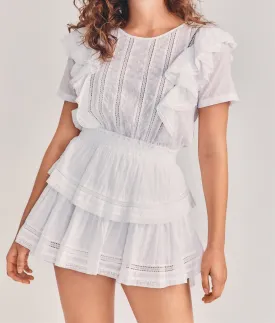 Cotton Swiss Dot Layered Mini Dress with Elastic Waistband