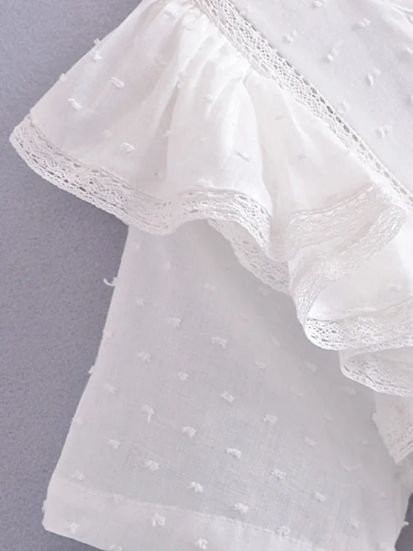 Cotton Swiss Dot Layered Mini Dress with Elastic Waistband