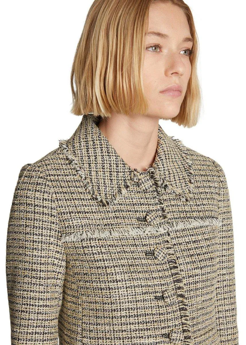 Cropped Tweed Jacket - Yellow Multi