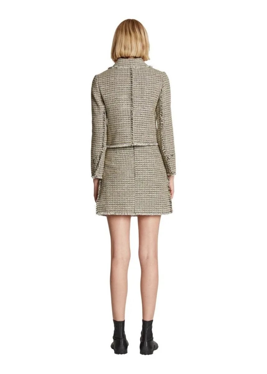 Cropped Tweed Jacket - Yellow Multi