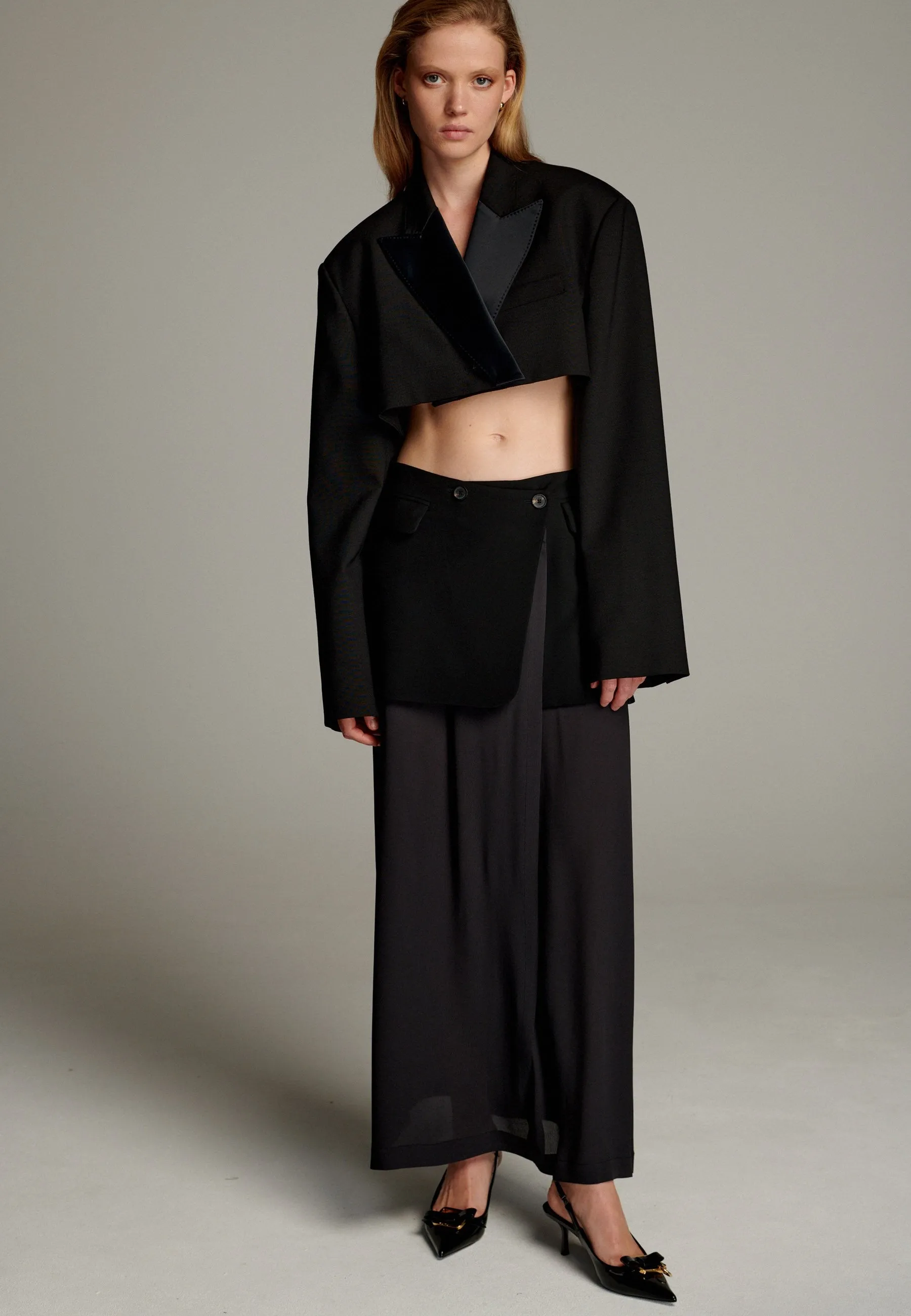 Cut Deconstructed Blazer Skirt Black