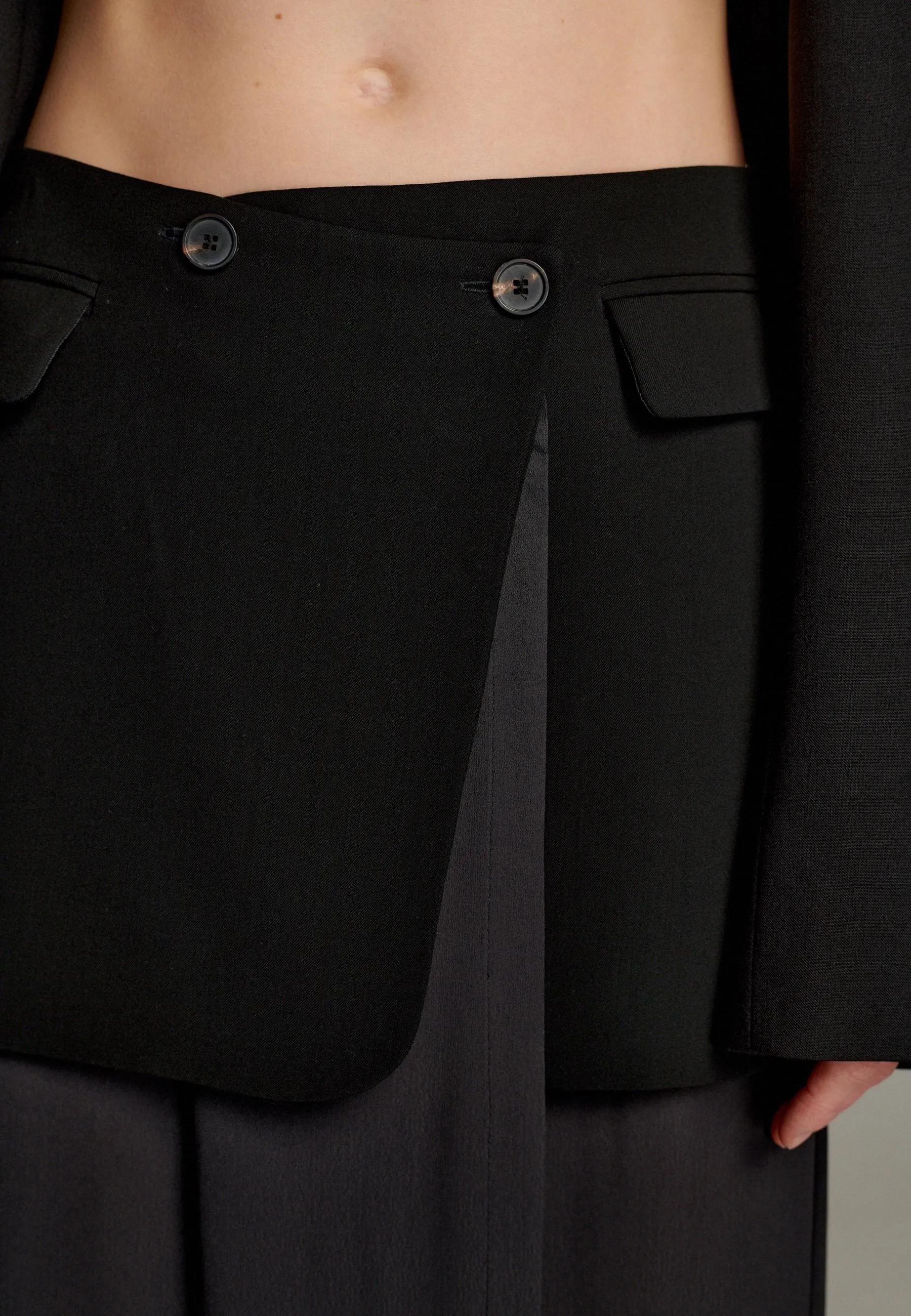 Cut Deconstructed Blazer Skirt Black