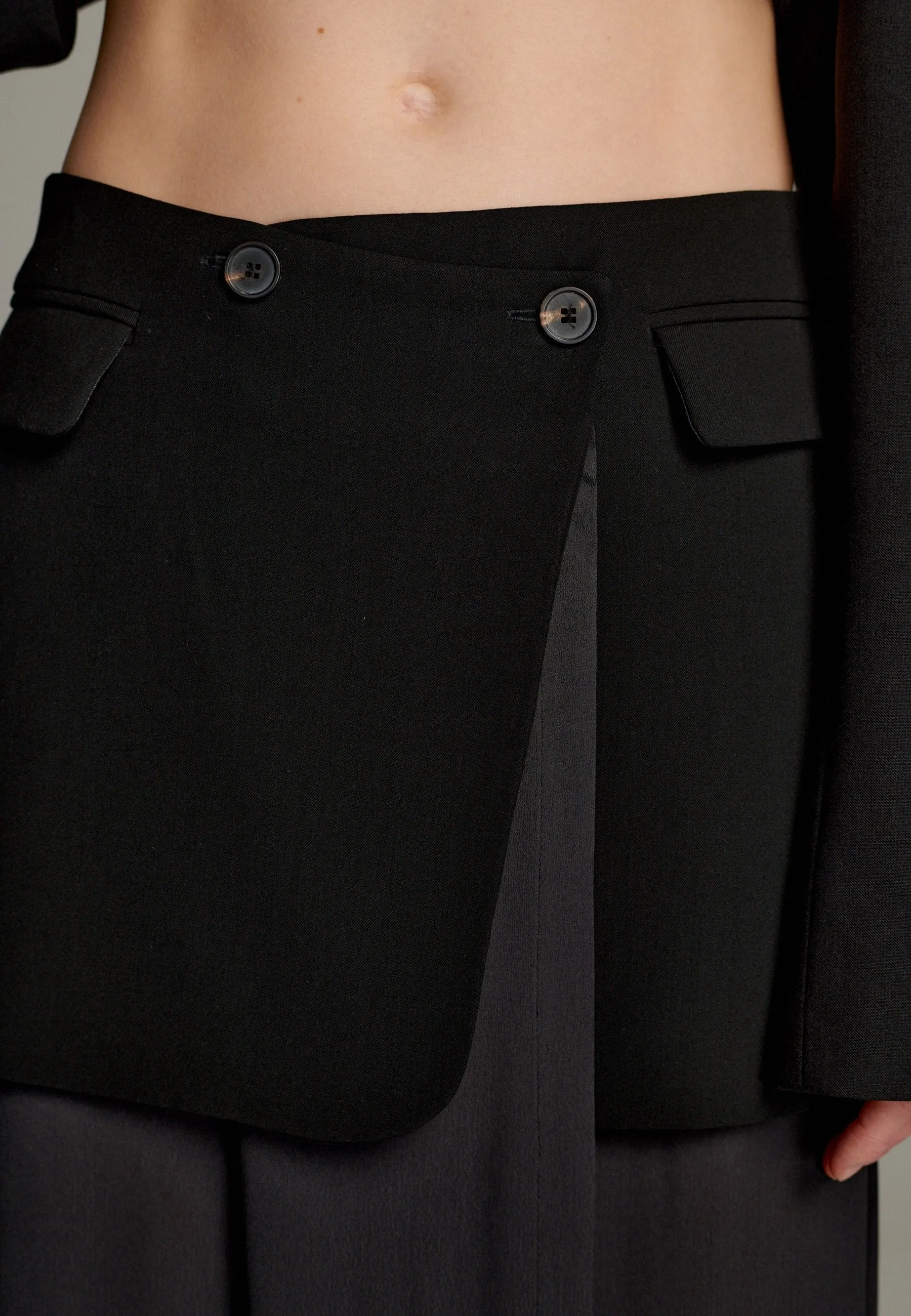 Cut Deconstructed Blazer Skirt Black