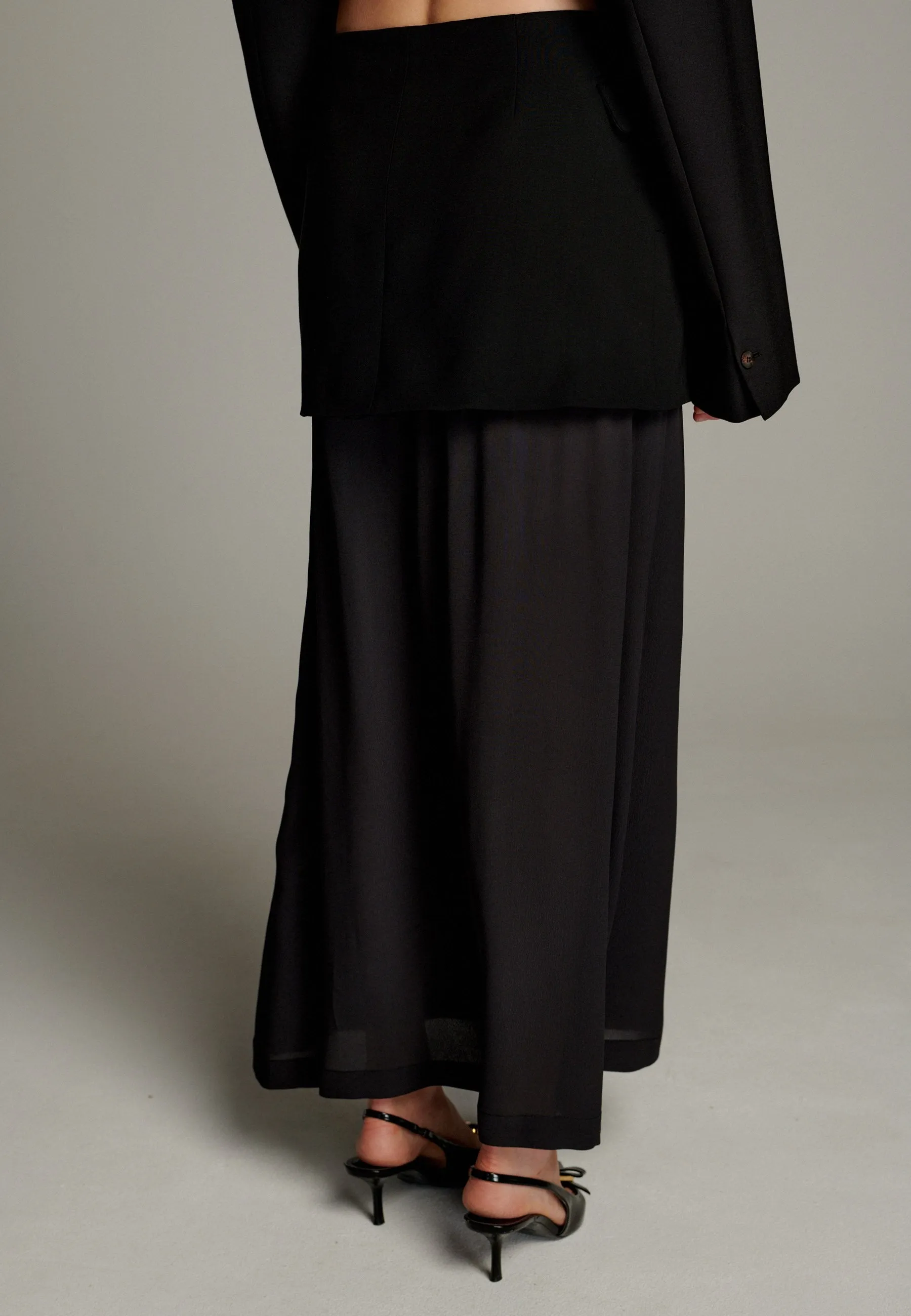 Cut Deconstructed Blazer Skirt Black