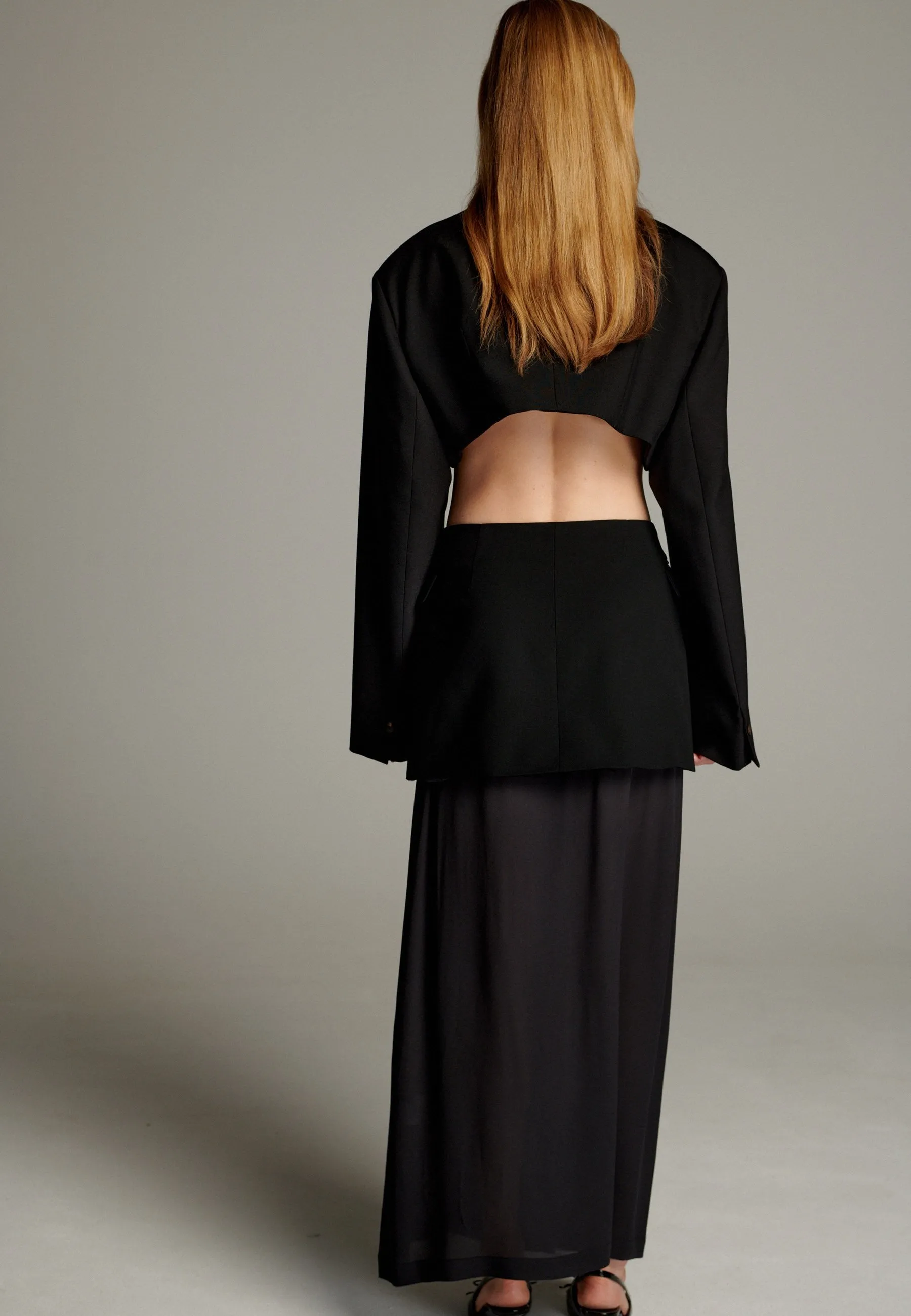 Cut Deconstructed Blazer Skirt Black