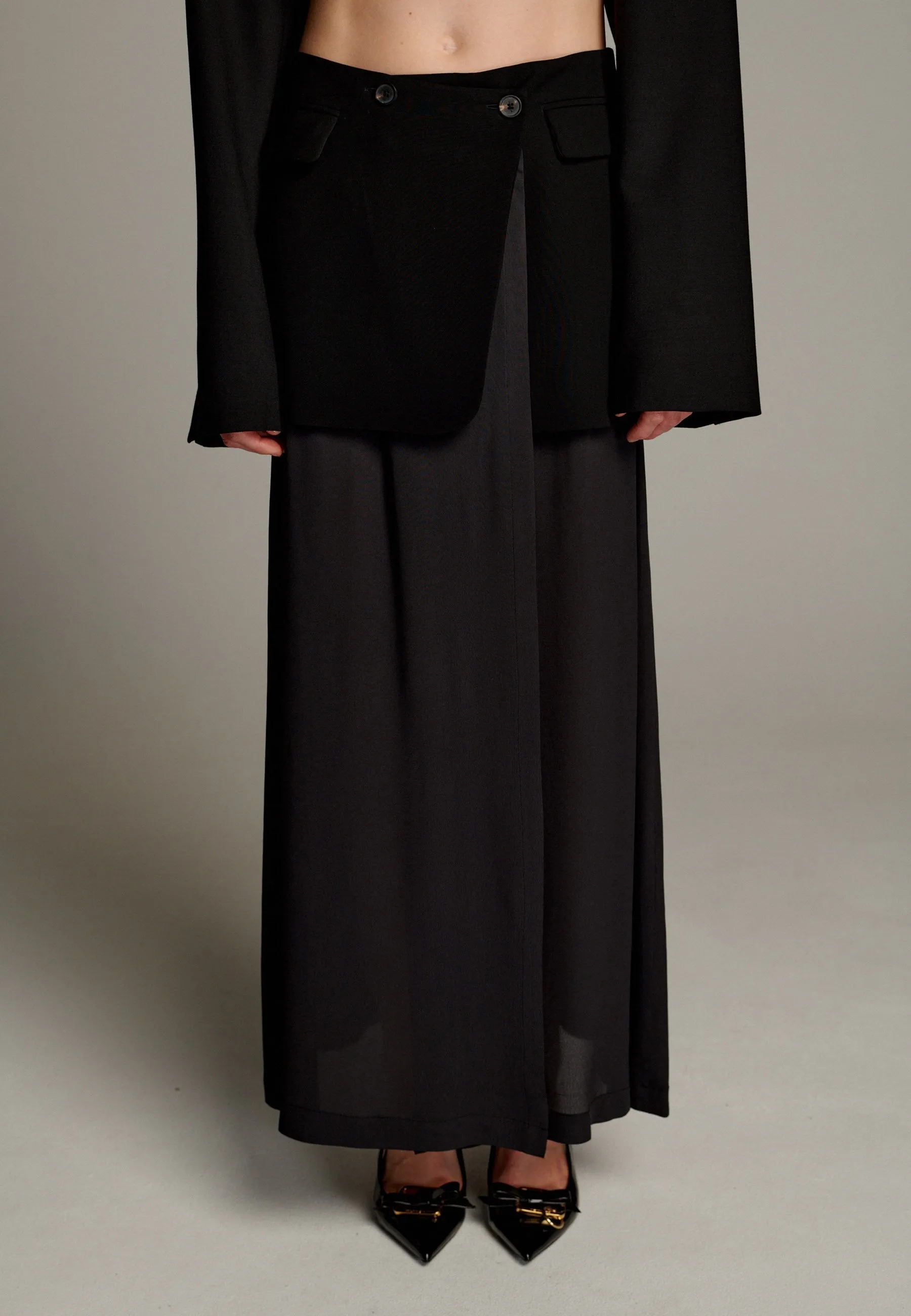 Cut Deconstructed Blazer Skirt Black