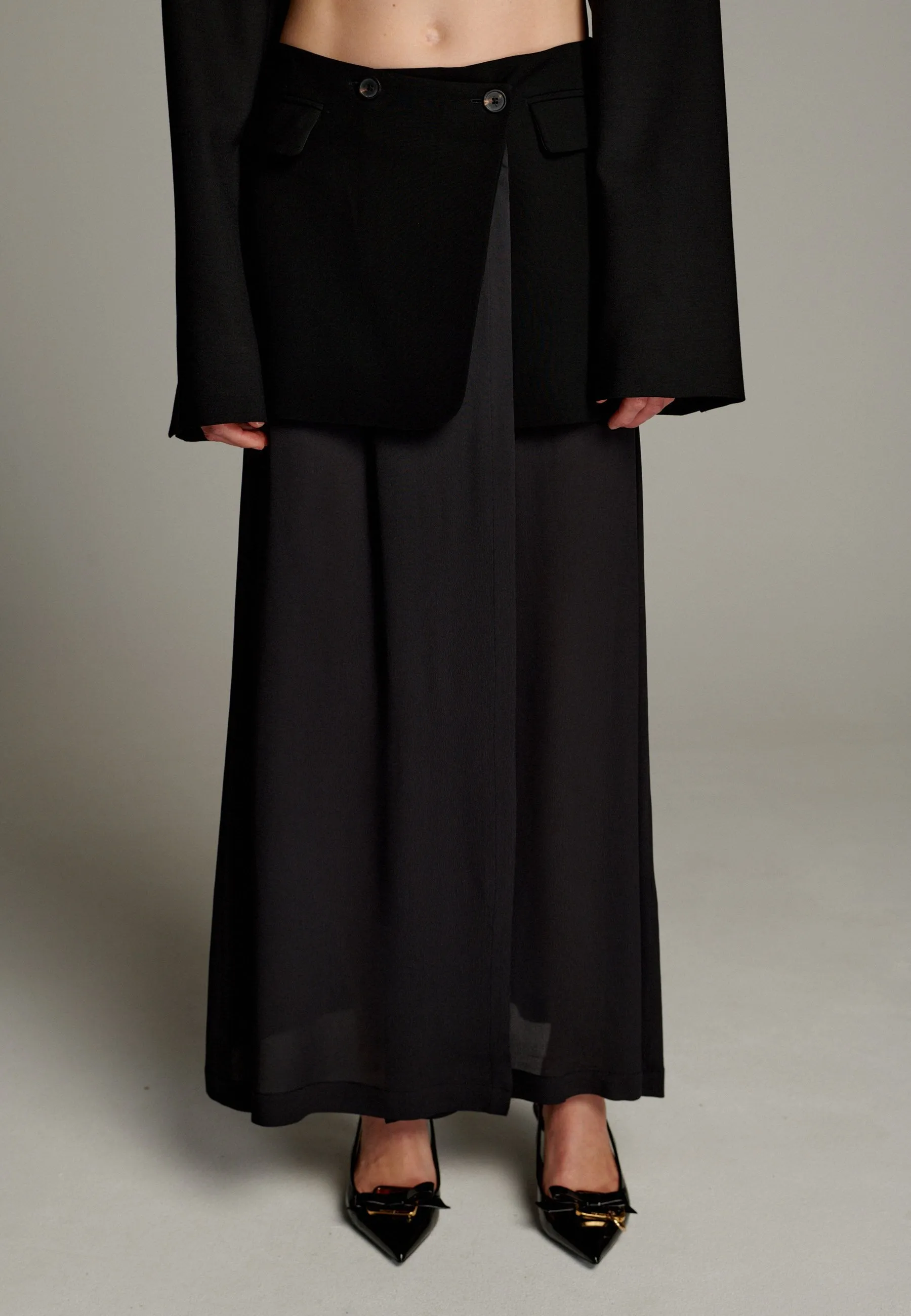Cut Deconstructed Blazer Skirt Black