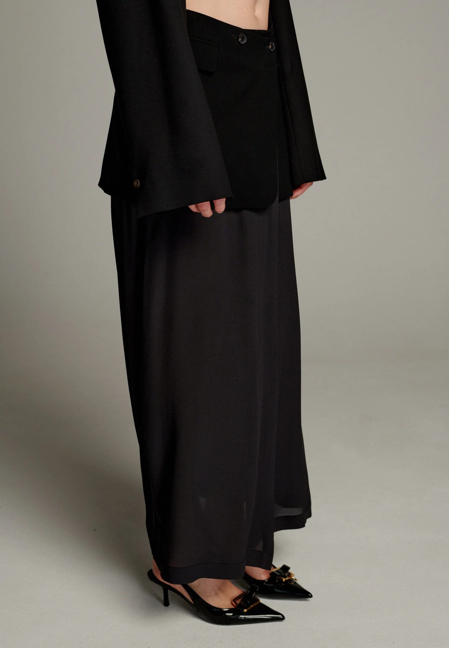 Cut Deconstructed Blazer Skirt Black