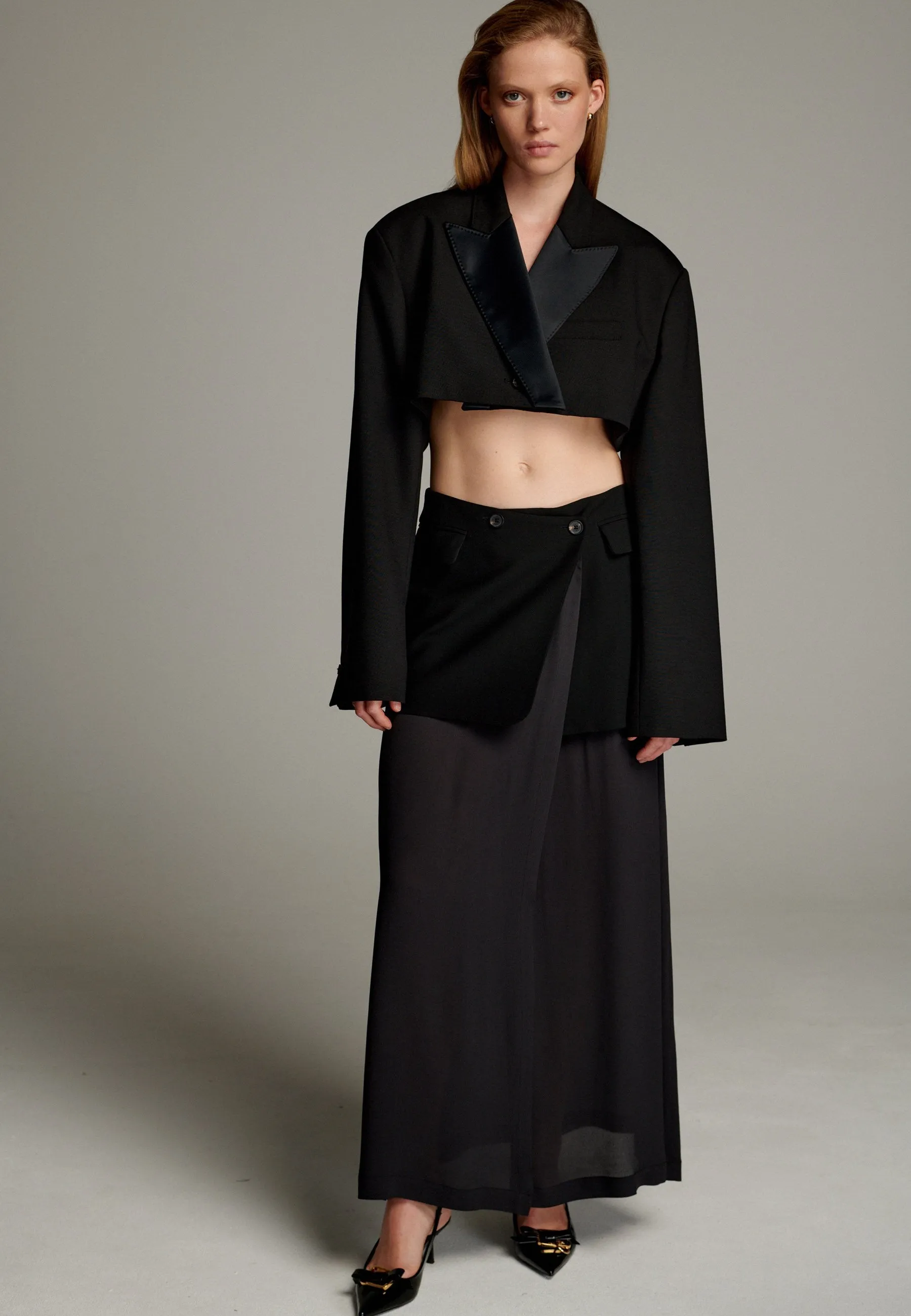 Cut Deconstructed Blazer Skirt Black