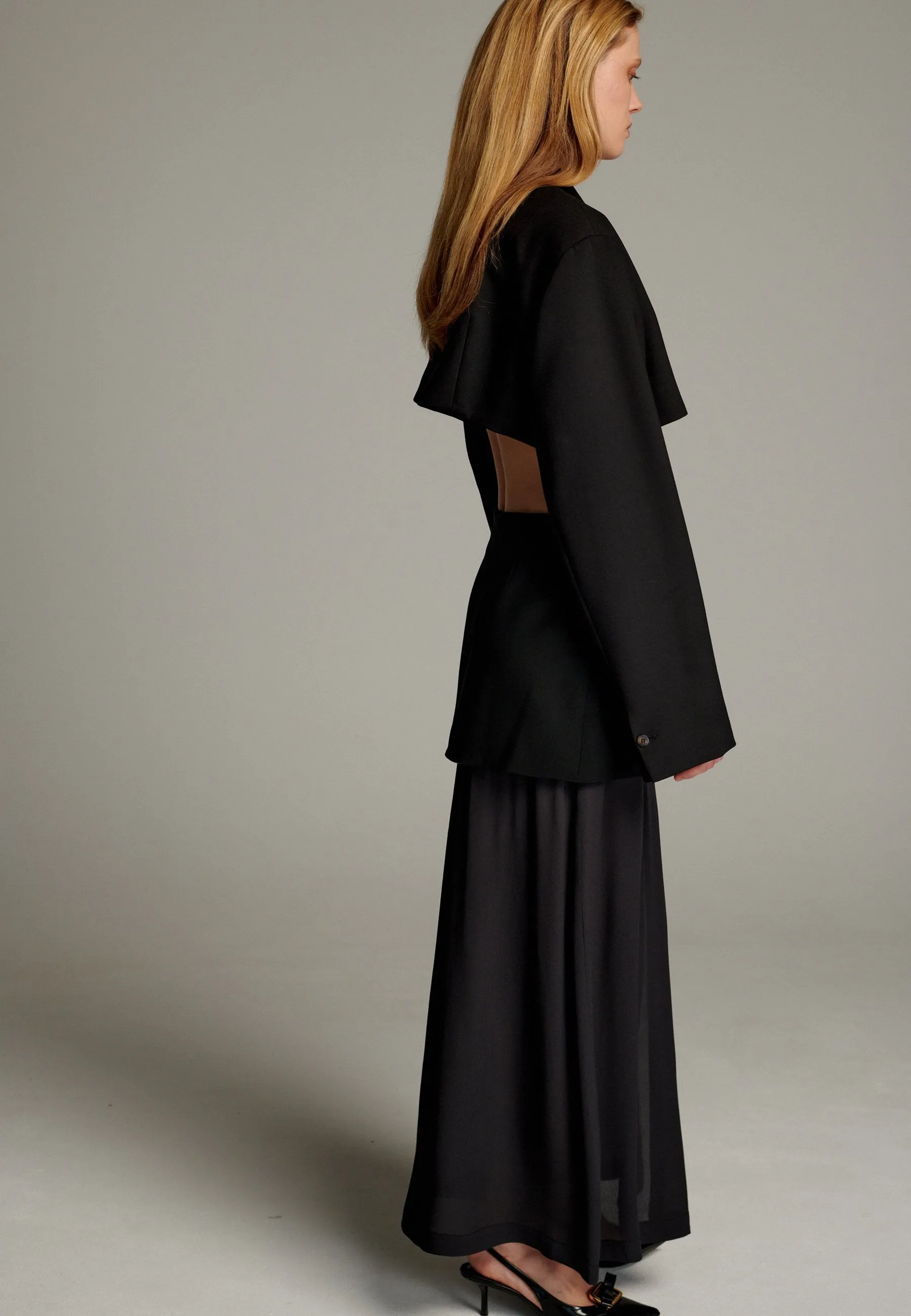 Cut Deconstructed Blazer Skirt Black
