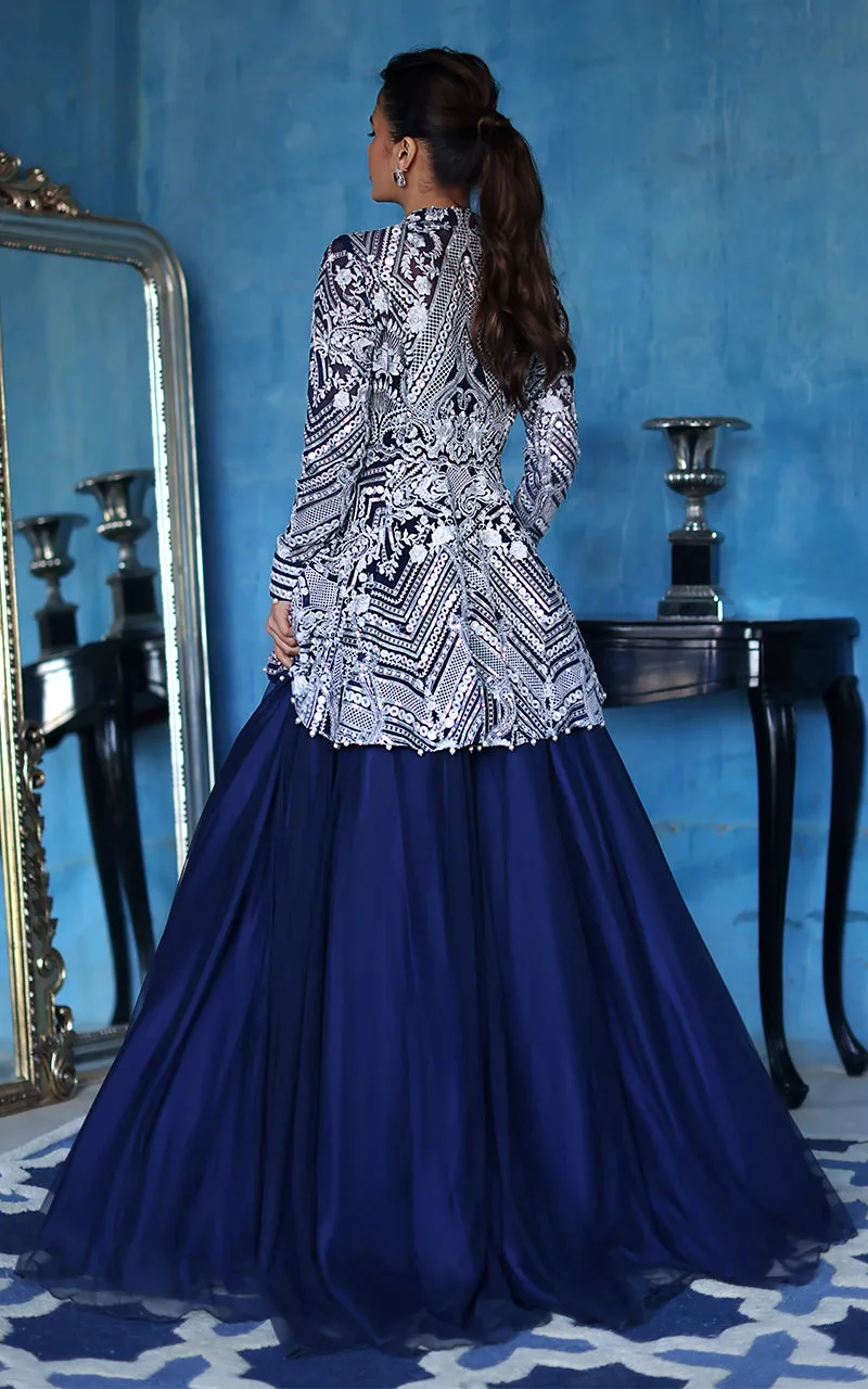 Embroidered Peplum With Skirt