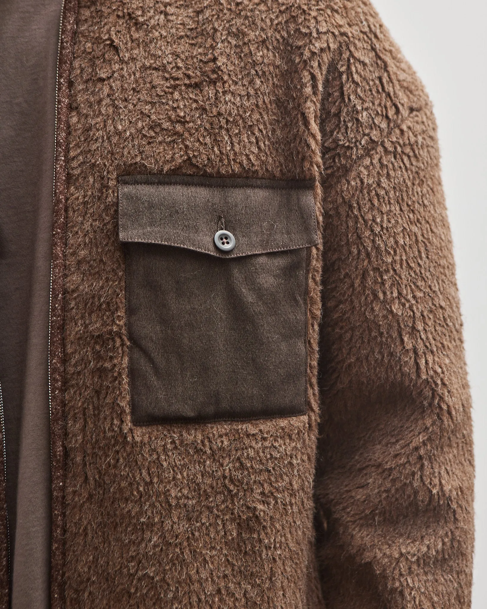 Evan Kinori Fleece Jacket, Undyed Brown