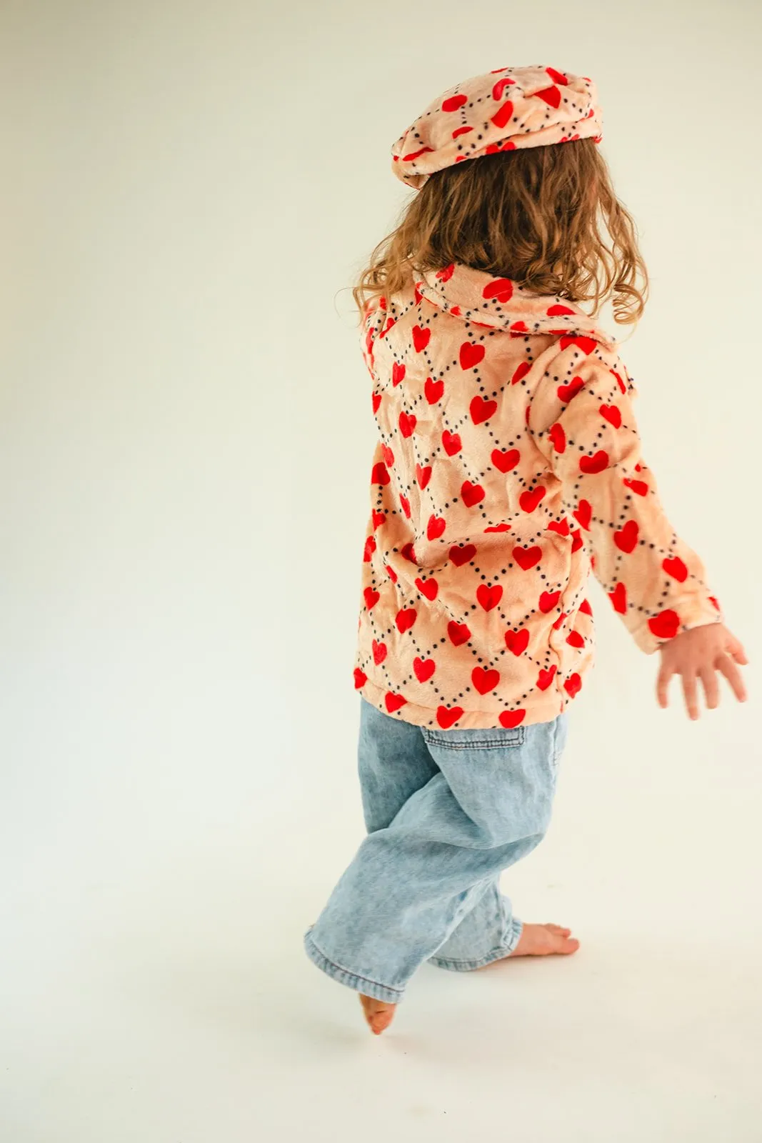 Fleece Heart & Dot Shacket w/Hat