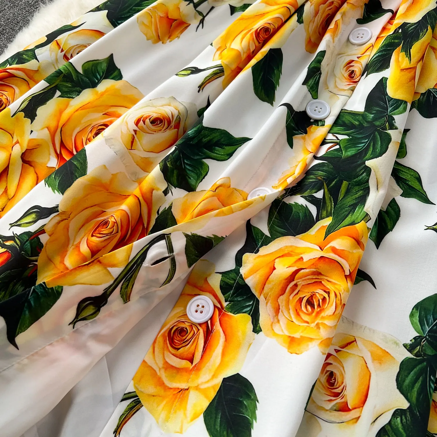 Floral Printed Single-breasted Slip Dress