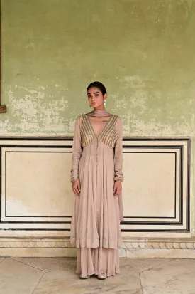 Gulnaar Zari & Sequin Font-Slit Anarkali Set