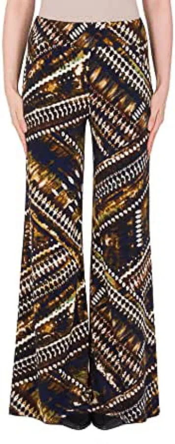 Joseph Ribkoff 184650 Brown/Multi-Color Print Wide Leg Pants