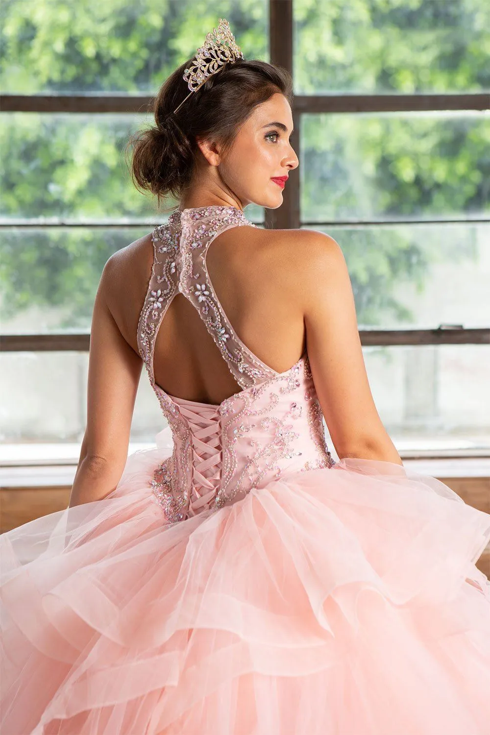 Layered High Neck Quinceanera Dress by Calla KY75178