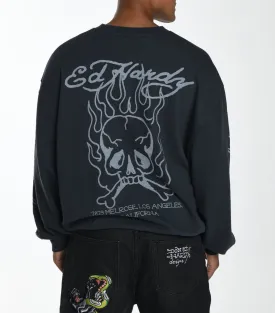 Mens Mono-Flash-Sheet Graphic Crew Neck Sweatshirt - Charcoal