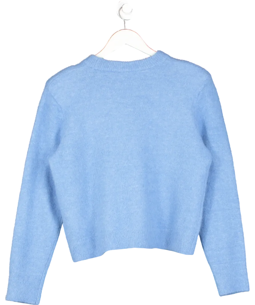 Mint Velvet Blue Fluff Shoulder Pad Jumper UK M