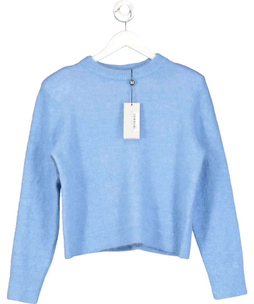 Mint Velvet Blue Fluff Shoulder Pad Jumper UK M