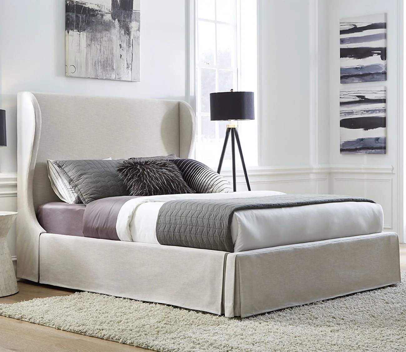 Modus Furniture Hera Upholstered Skirted Storage Panel Bed