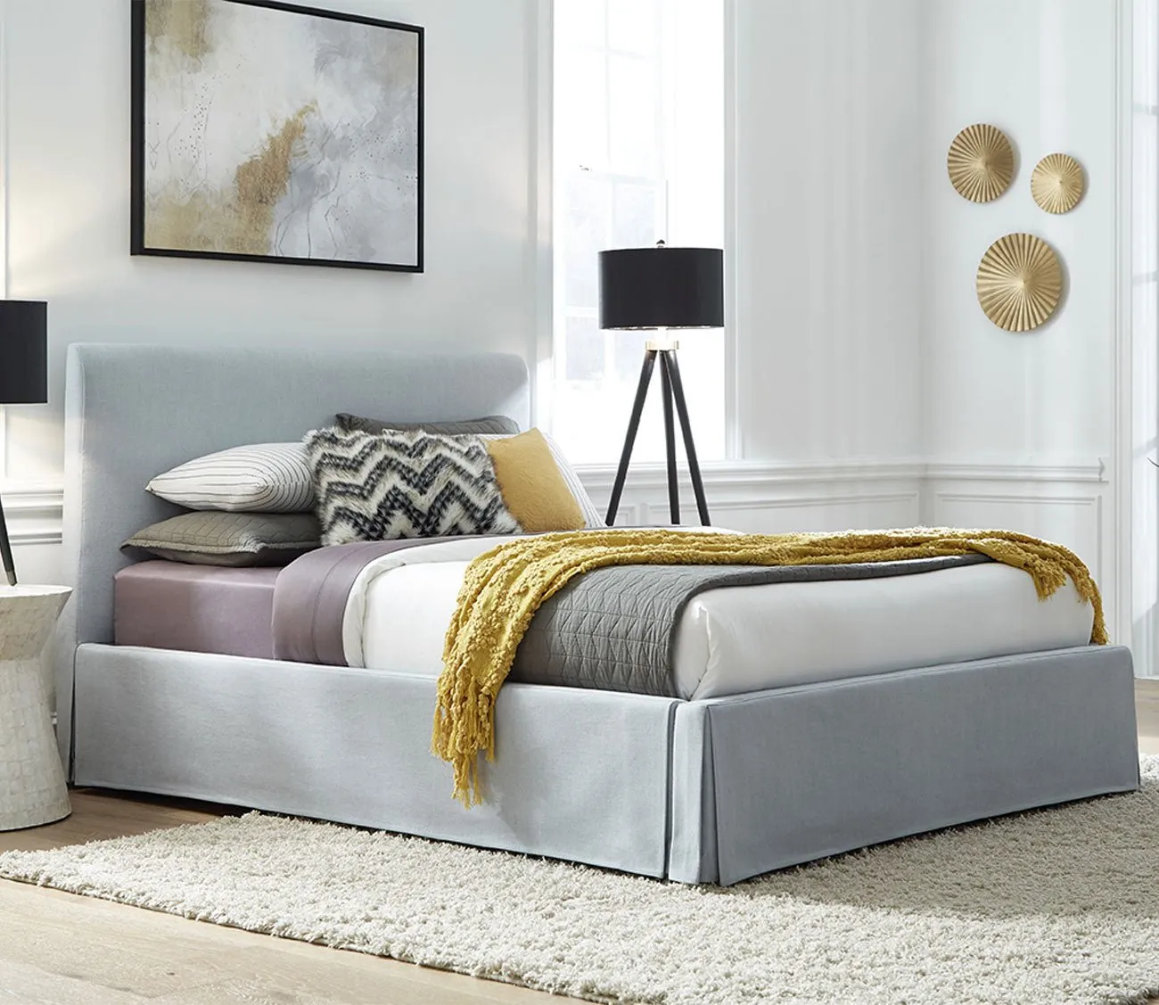 Modus Furniture Shelby Upholstered Skirted Panel Bed