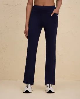 Nykd By Nykaa Iconic Cotton Flare Leggings with Pockets-NYAT503-Navy