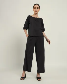 Pants Matching Set- Black Effortless BowtNeck