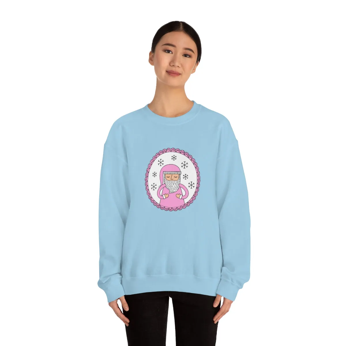 Pink Santa Claus Sweatshirt, Pink Santa Sweatshirt, Trendy Noel Minimalist Christmas Sweatshirt, Xmas Santa Crewneck Top, Pastel Holiday